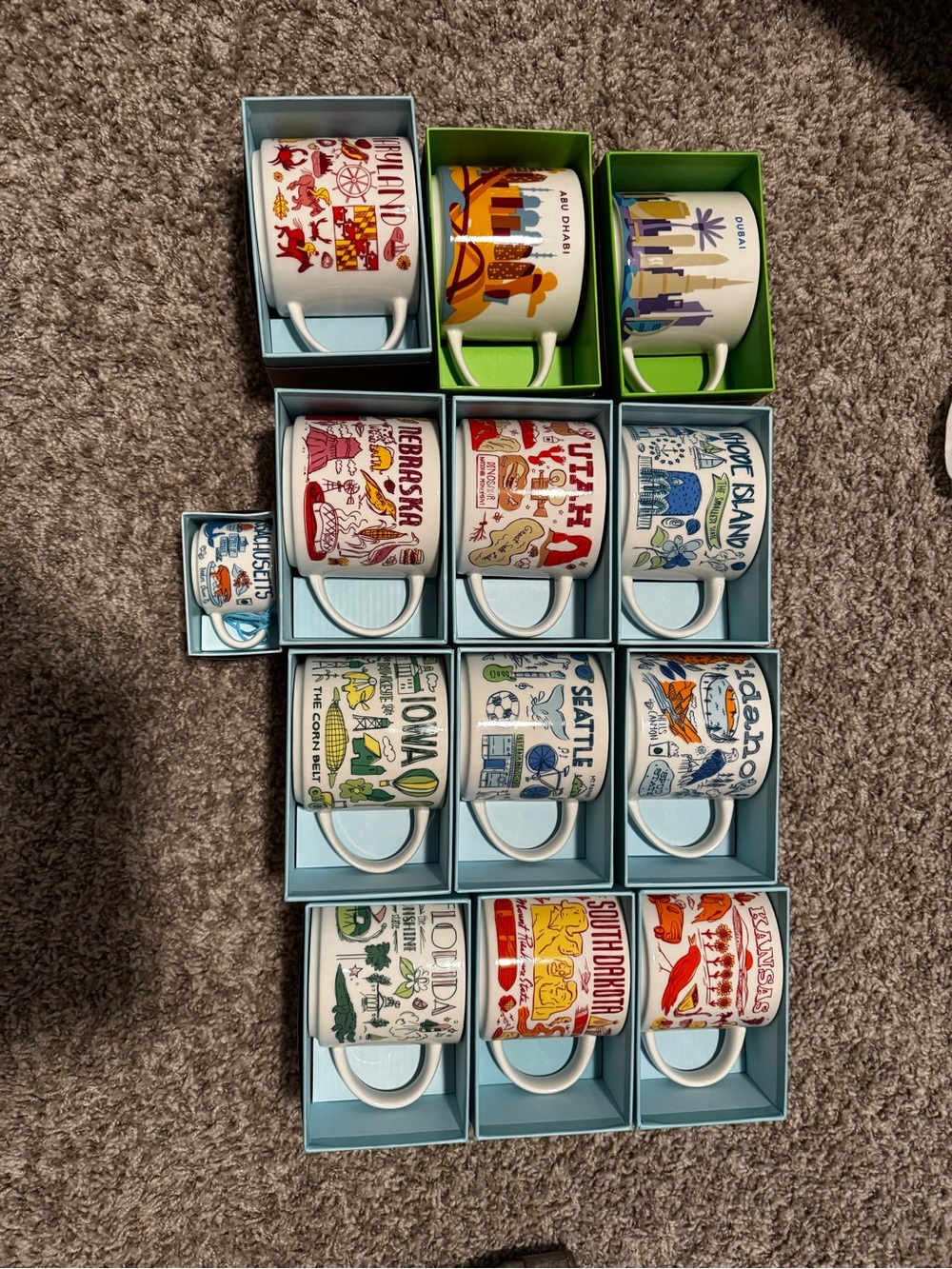Starbucks White Mug Set with Multicolor Travel Landmark Illustrations - Picture 2 of 5
